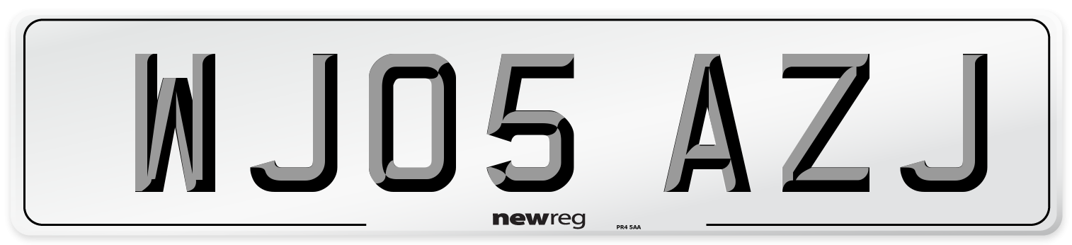 WJ05 AZJ Number Plate from New Reg